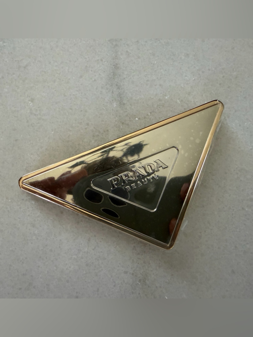 Prada Beauty Gold Triangle Compact Mirror | Luxury Makeup Mirror